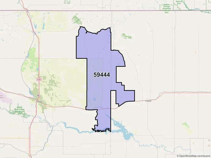 Map of ZIP Code 59444 — Galata, MT