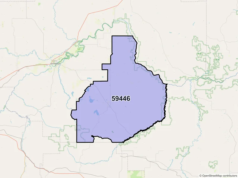 Map of ZIP Code 59446 — Geraldine, MT