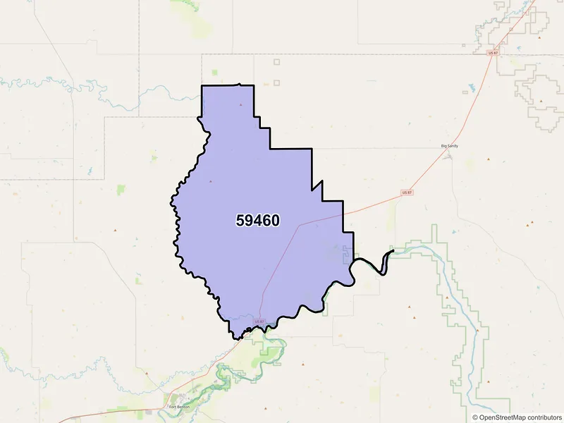 Map of ZIP Code 59460 — Loma, MT