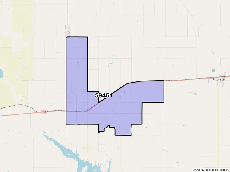 Map of ZIP Code 59461 — Lothair, MT
