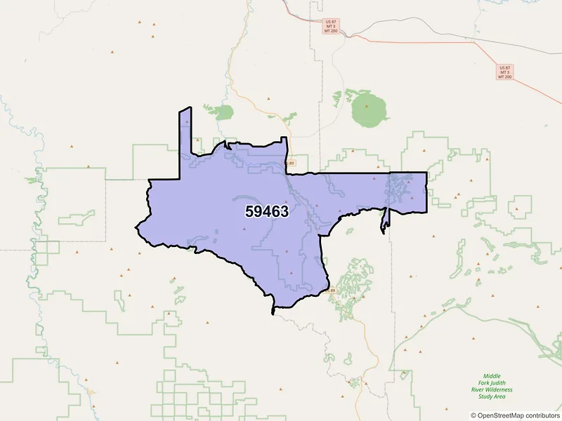 Map of ZIP Code 59463 — Monarch, MT