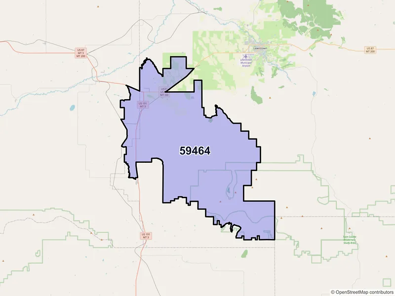 Map of ZIP Code 59464 — Moore, MT