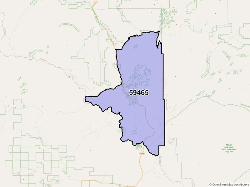 Map of ZIP Code 59465 — Neihart, MT