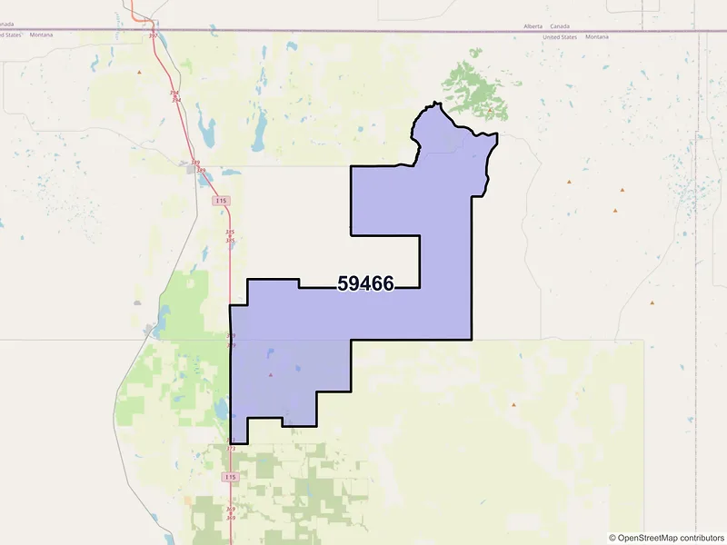 Map of ZIP Code 59466 — Oilmont, MT