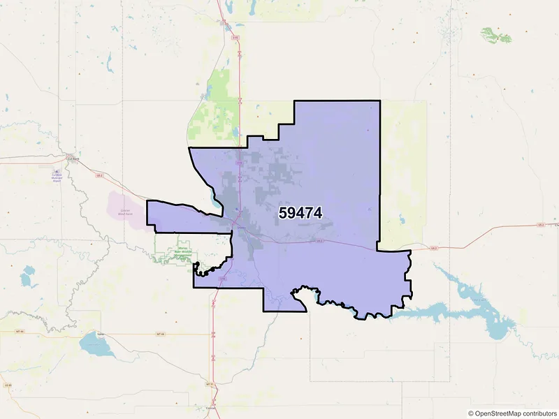Map of ZIP Code 59474 — Shelby, MT