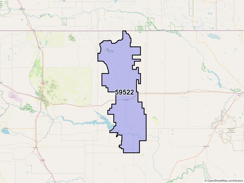 Map of ZIP Code 59522 — Chester, MT