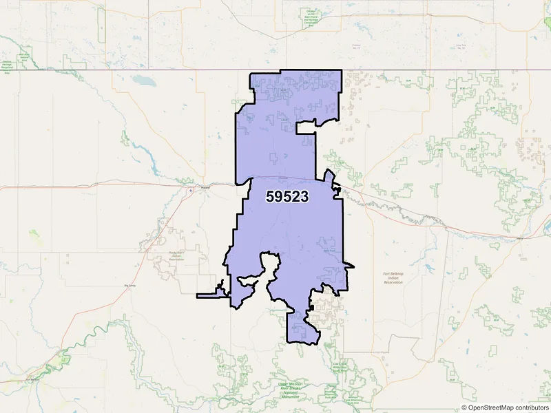Map of Chinook, Montana and ZIP codes