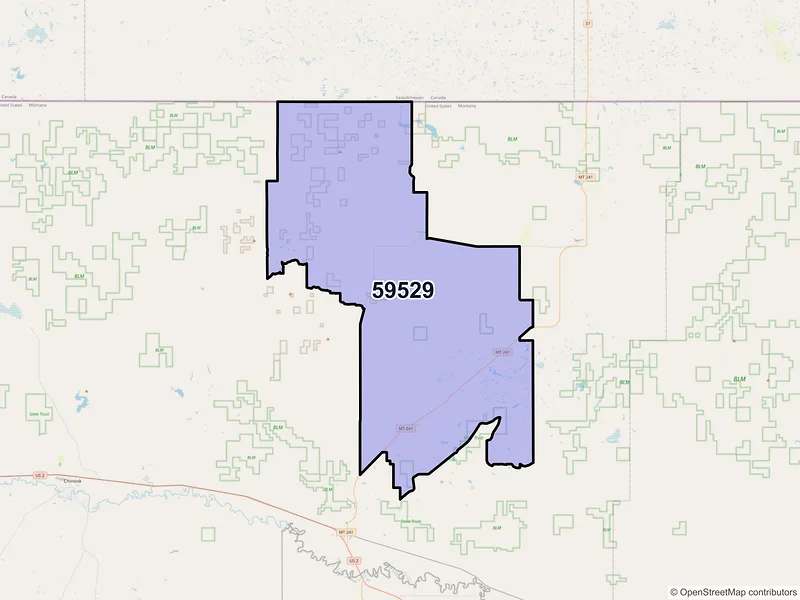 Map of ZIP Code 59529 — Hogeland, MT