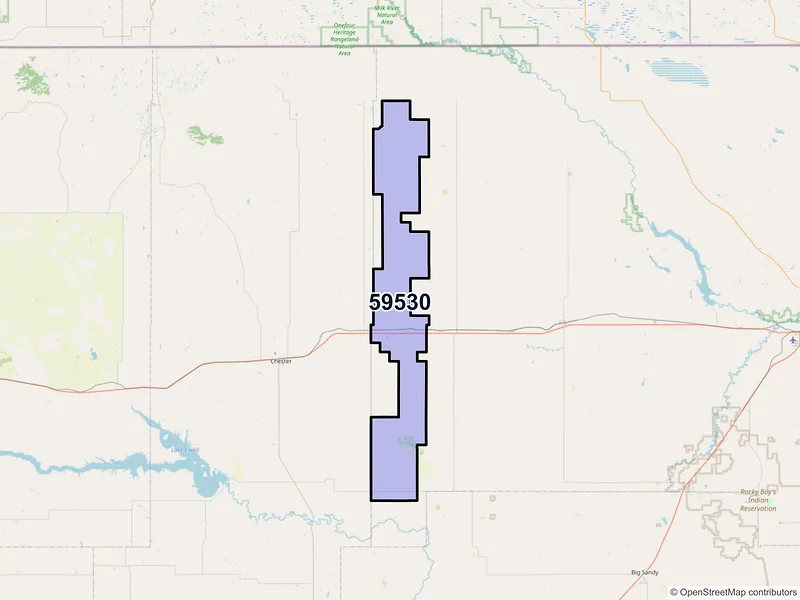 Map of ZIP Code 59530 — Inverness, MT