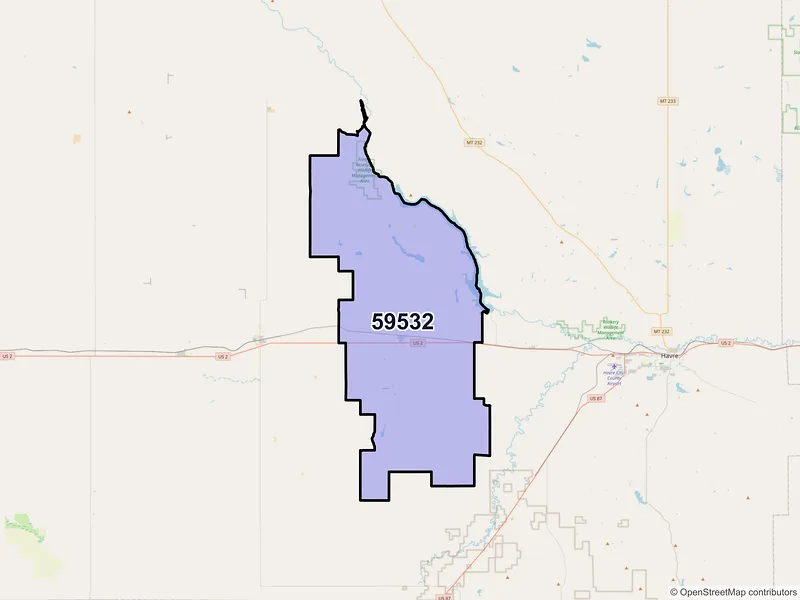 Map of ZIP Code 59532 — Kremlin, MT