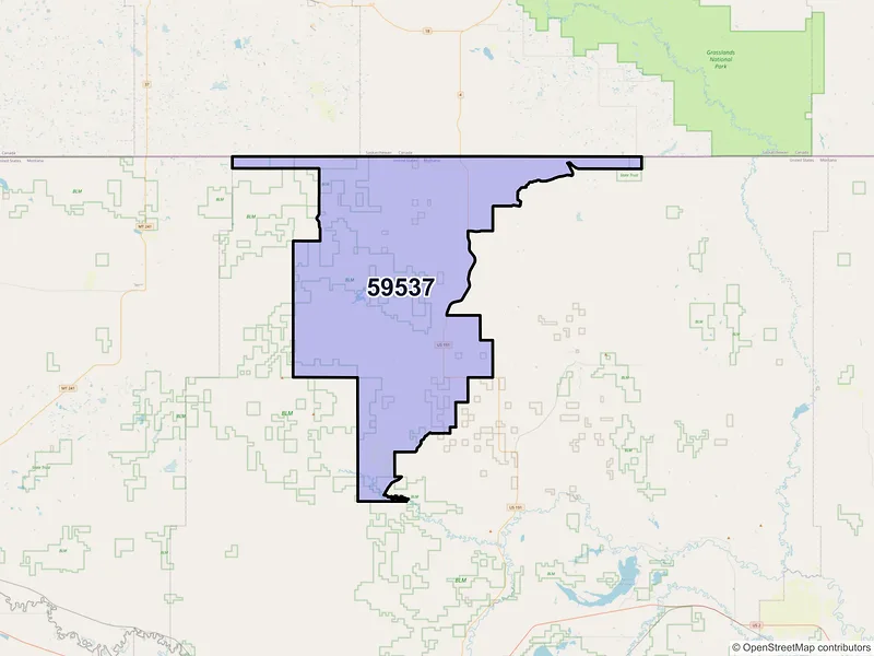 Map of ZIP Code 59537 — Loring, MT