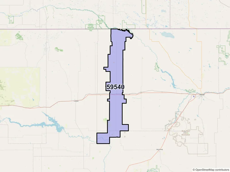 Map of ZIP Code 59540 — Rudyard, MT