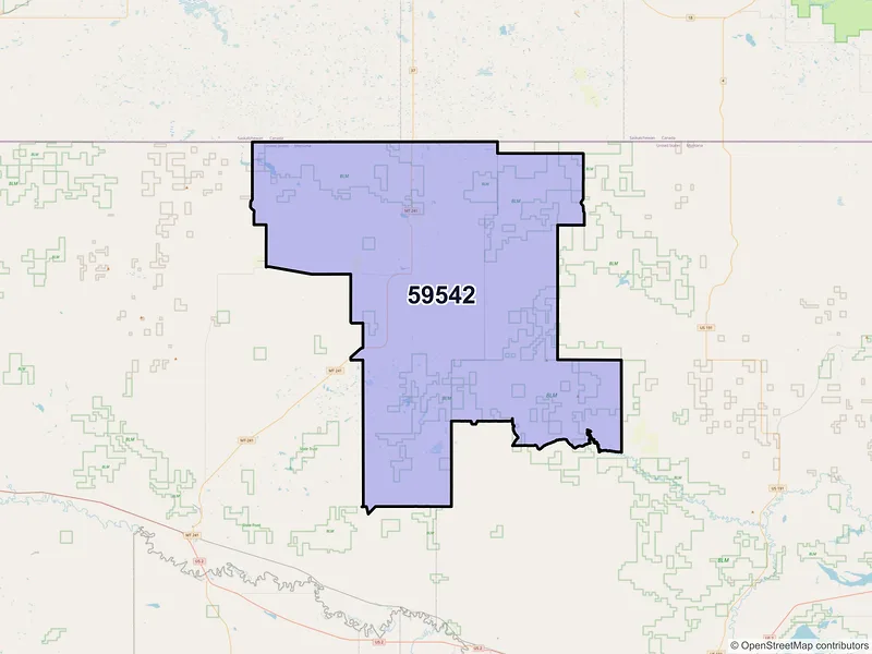 Map of ZIP Code 59542 — Turner, MT