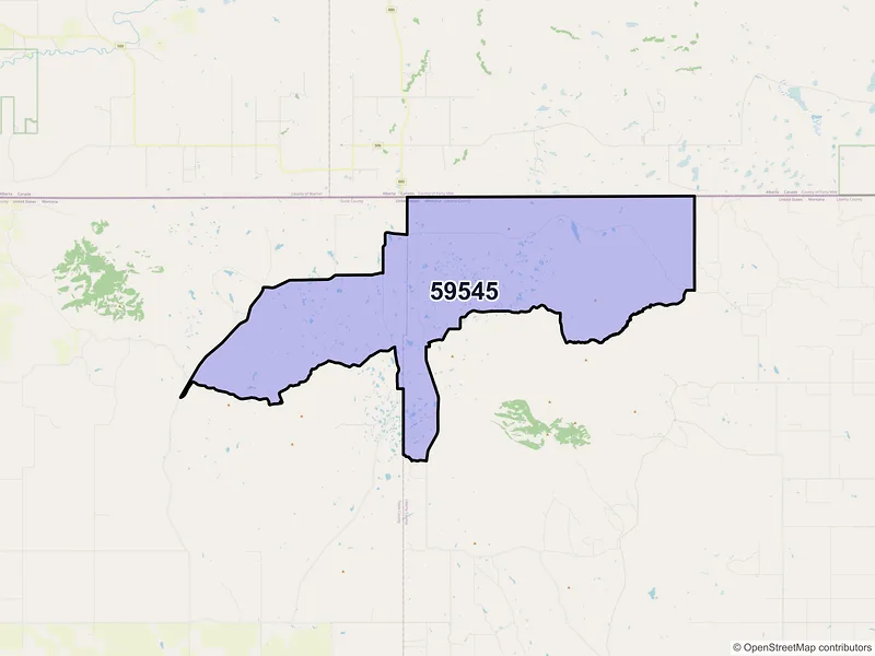 Map of ZIP Code 59545 — Whitlash, MT