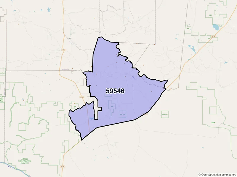 Map of ZIP Code 59546 — Zortman, MT
