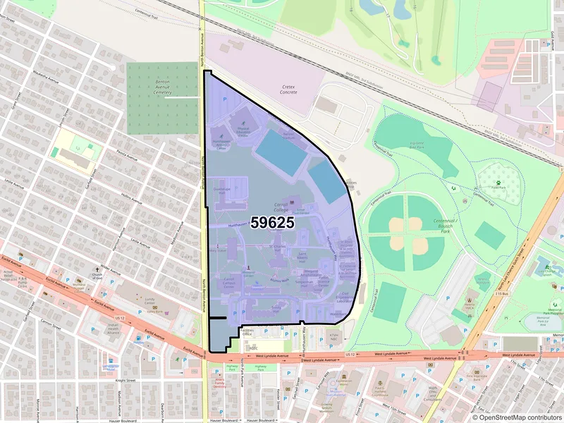 Map of ZIP Code 59625 — Helena, MT