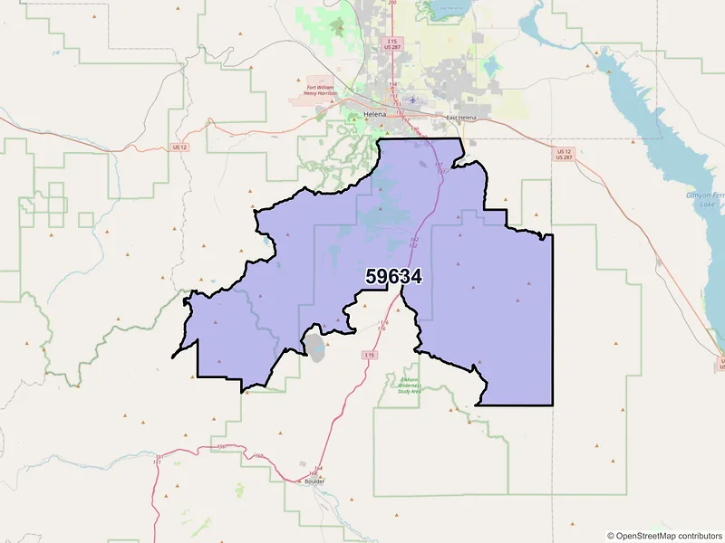 Map of ZIP Code 59634 — Clancy, MT