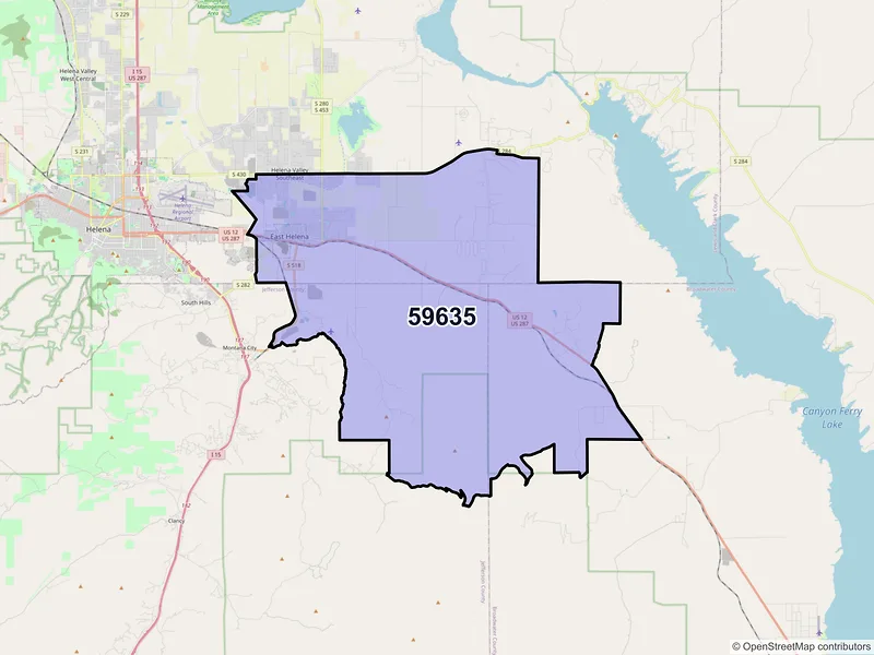 Map of ZIP Code 59635 — East Helena, MT