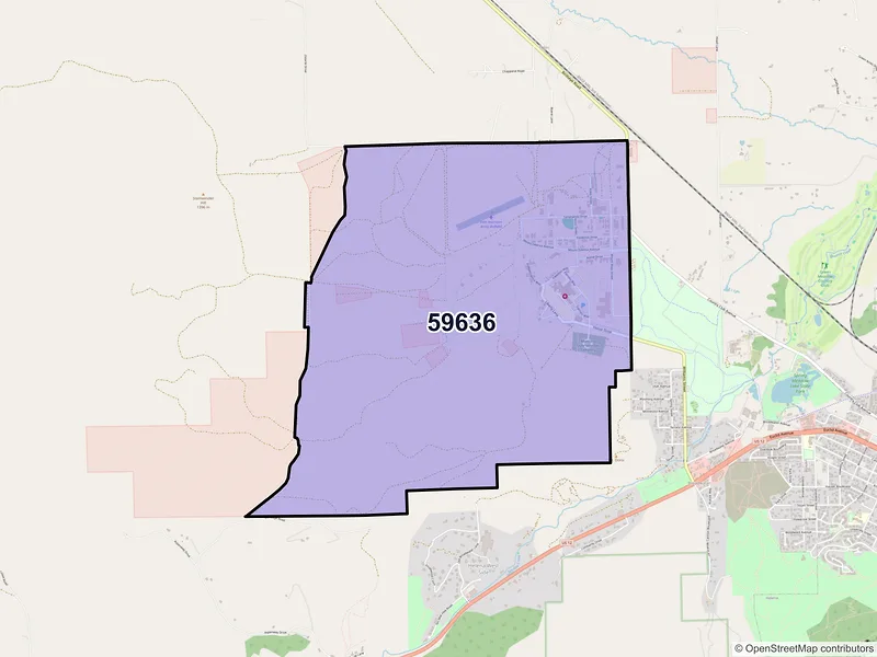 Map of Fort Harrison, Montana and ZIP codes