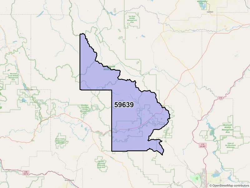 Map of ZIP Code 59639 — Lincoln, MT