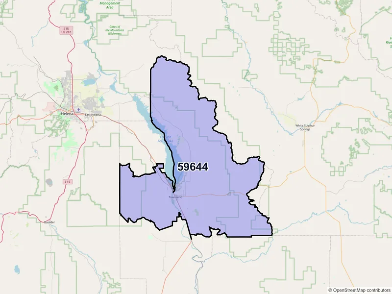 Map of ZIP Code 59644 — Townsend, MT