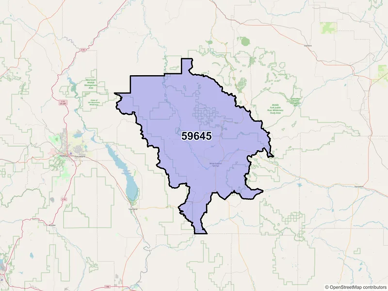 Map of ZIP Code 59645 — White Sulphur Springs, MT
