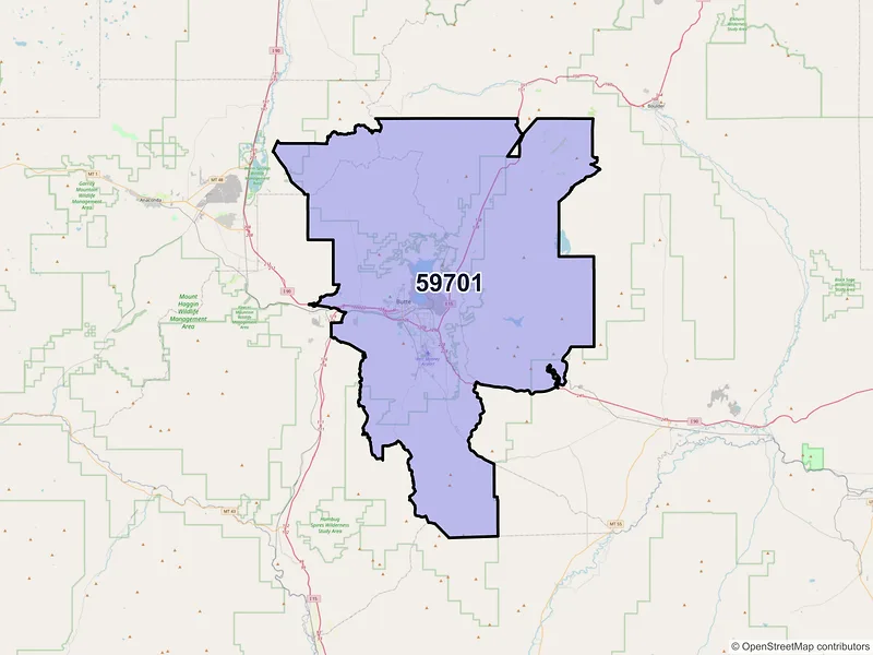 Map of ZIP Code 59701 — Butte, MT