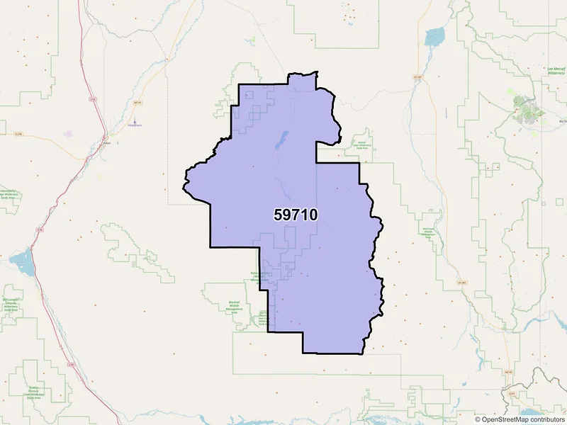Map of Alder, Montana and ZIP codes