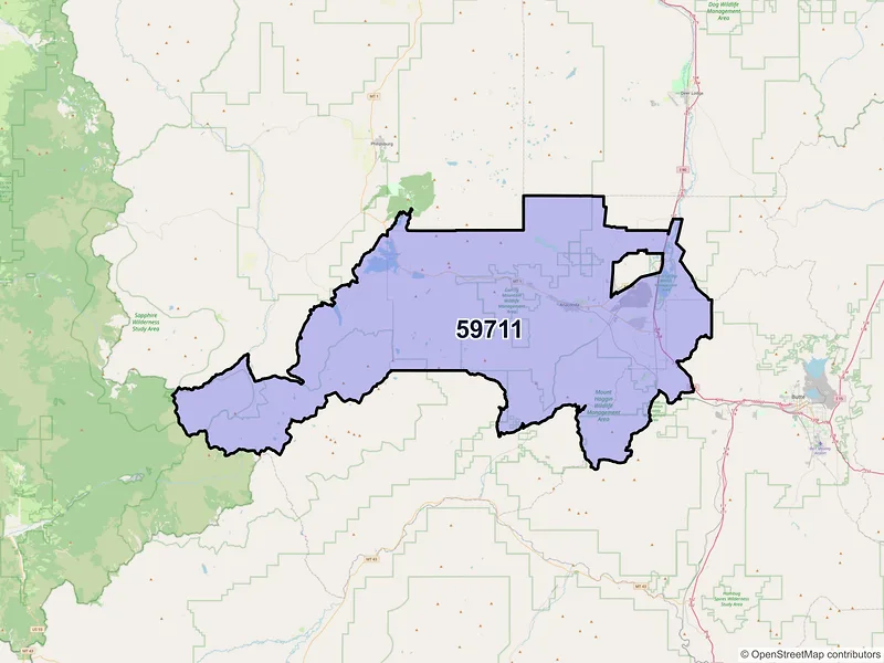 Map of ZIP Code 59711 — Anaconda, MT