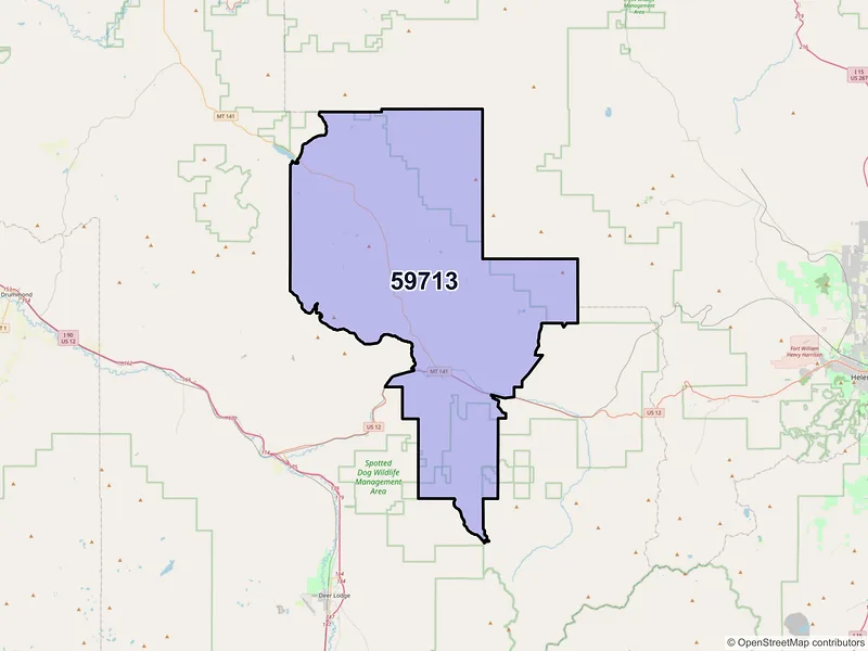Map of Avon, Montana and ZIP codes