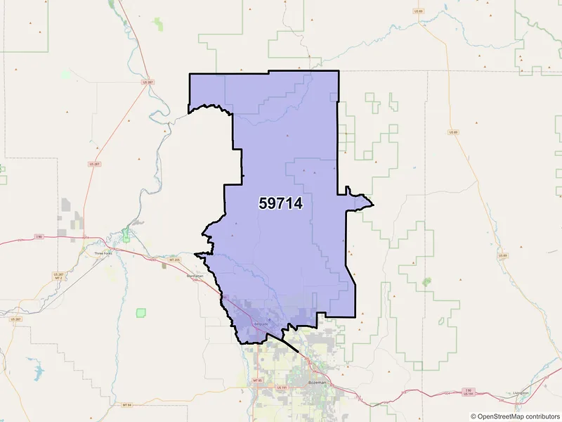 Map of ZIP Code 59714 — Belgrade, MT