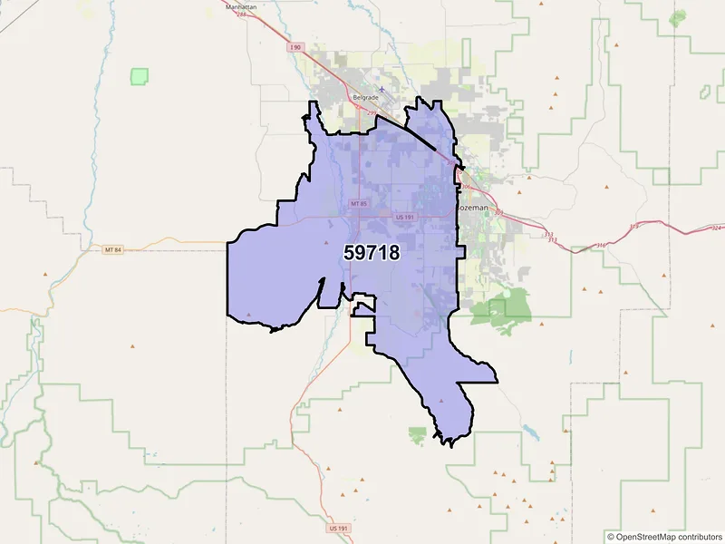 Map of ZIP Code 59718 — Bozeman, MT