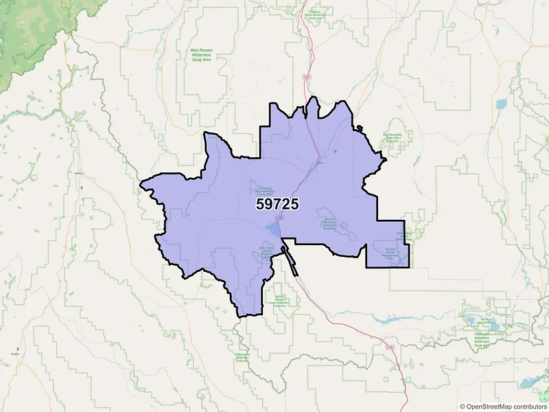 Map of Dillon, Montana and ZIP codes