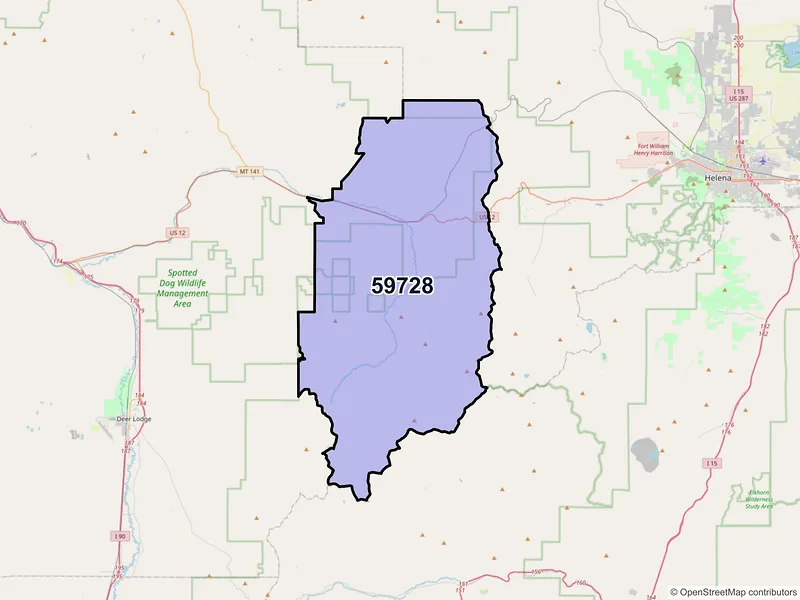 Map of Elliston, Montana and ZIP codes