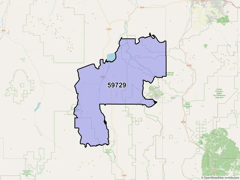 Map of ZIP Code 59729 — Ennis, MT