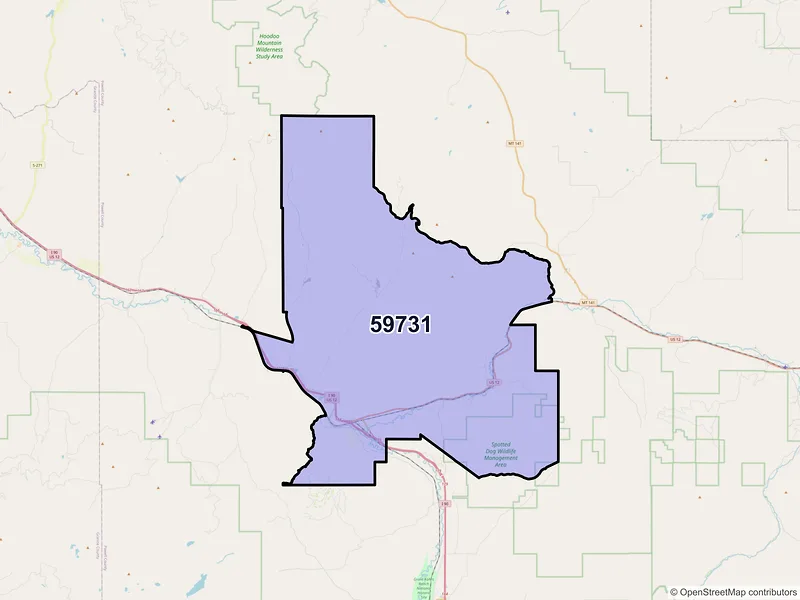 Map of ZIP Code 59731 — Garrison, MT