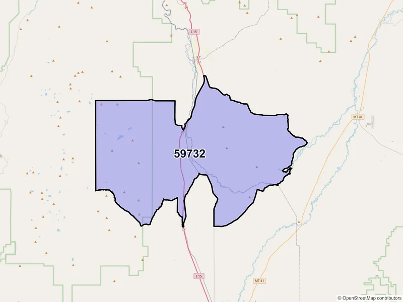 Map of ZIP Code 59732 — Glen, MT