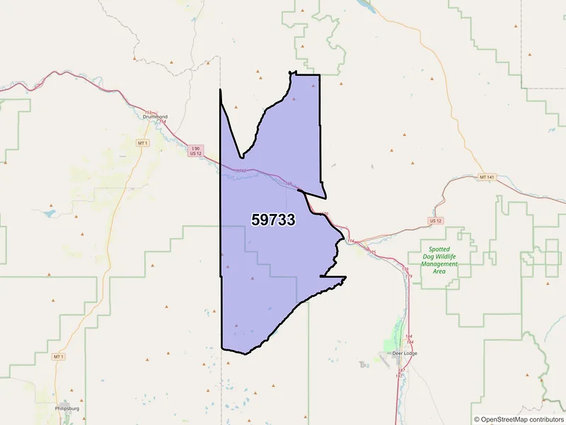 Map of Gold Creek, Montana and ZIP codes