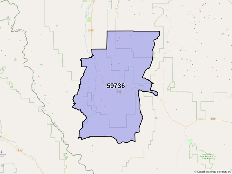 Map of ZIP Code 59736 — Jackson, MT