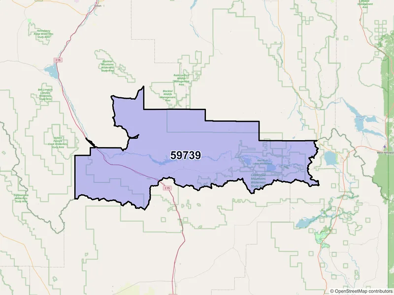 Map of ZIP Code 59739 — Lima, MT
