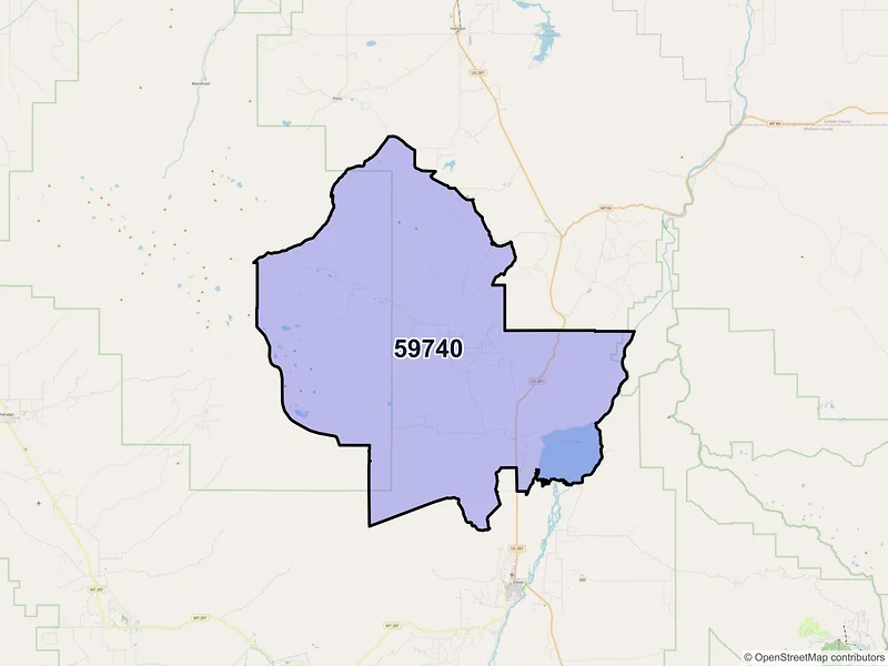 Map of Mc Allister, Montana and ZIP codes