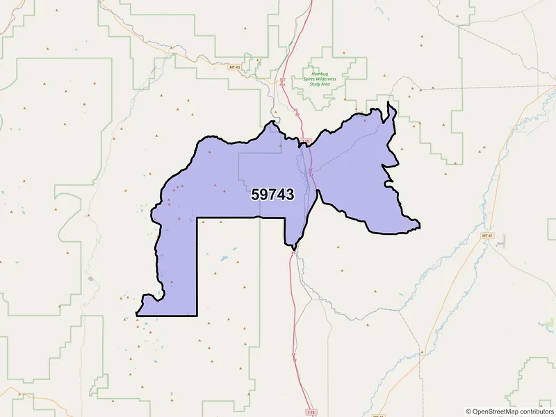 Map of Melrose, Montana and ZIP codes