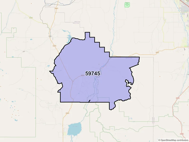 Map of ZIP Code 59745 — Norris, MT