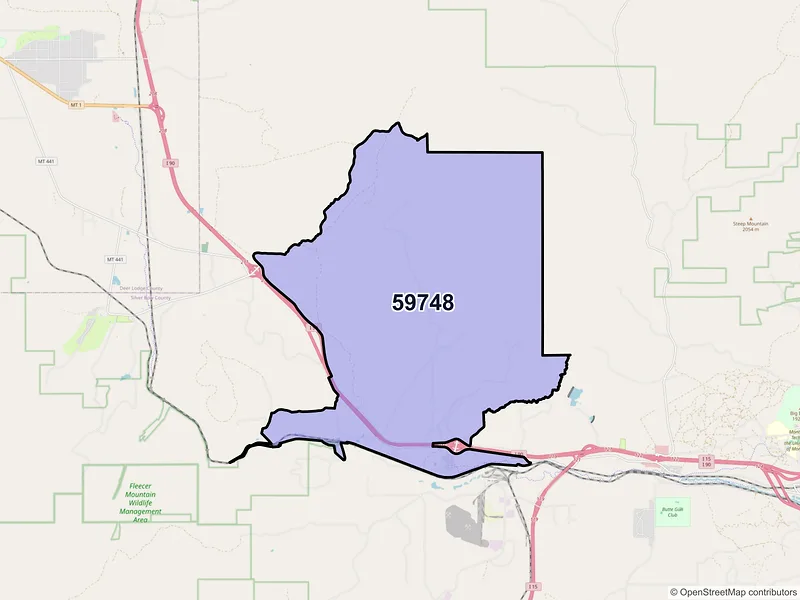 Map of Ramsay, Montana and ZIP codes