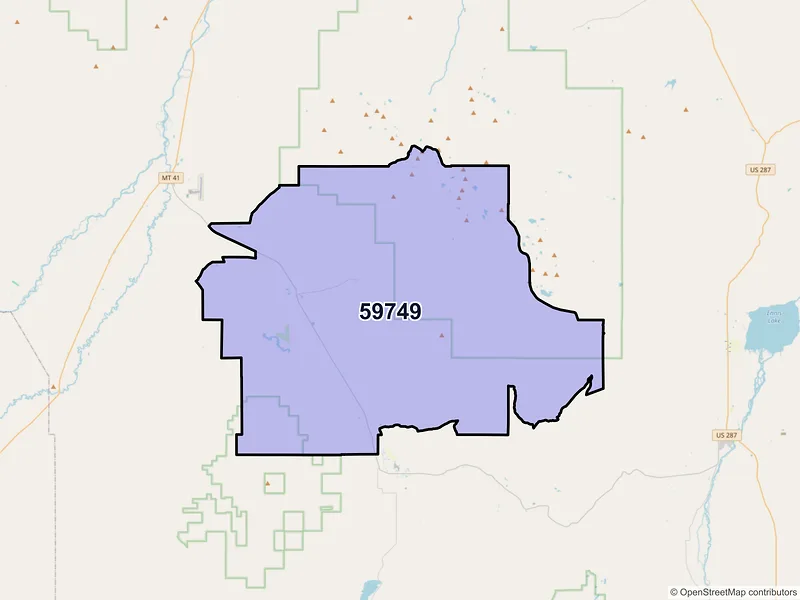 Map of ZIP Code 59749 — Sheridan, MT