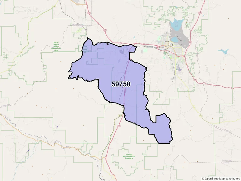 Map of ZIP Code 59750 — Butte, MT