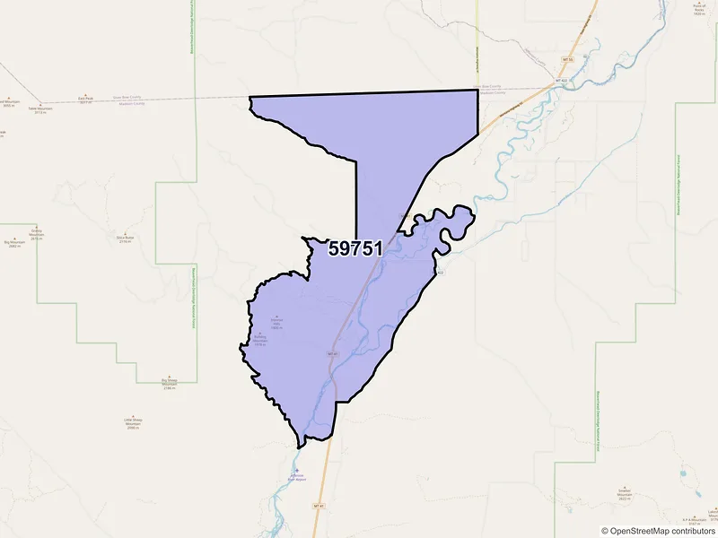 Map of ZIP Code 59751 — Silver Star, MT
