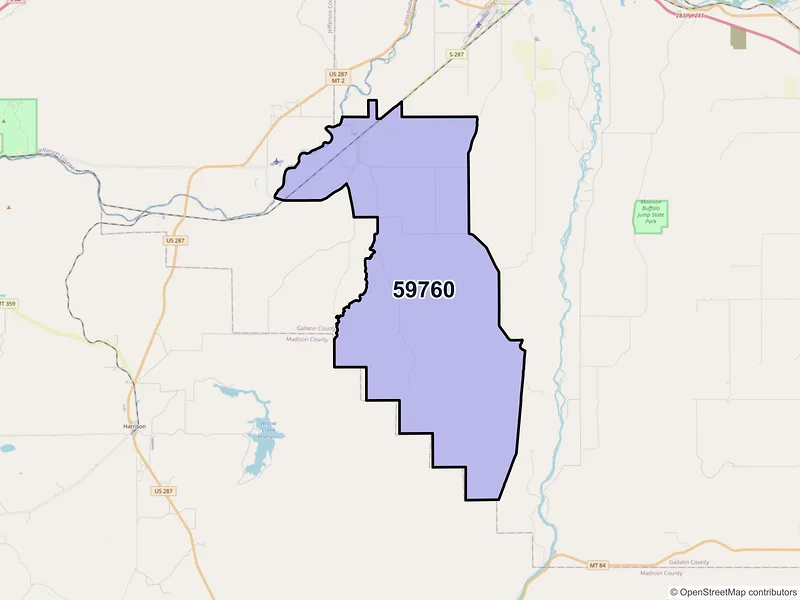 Map of Willow Creek, Montana and ZIP codes