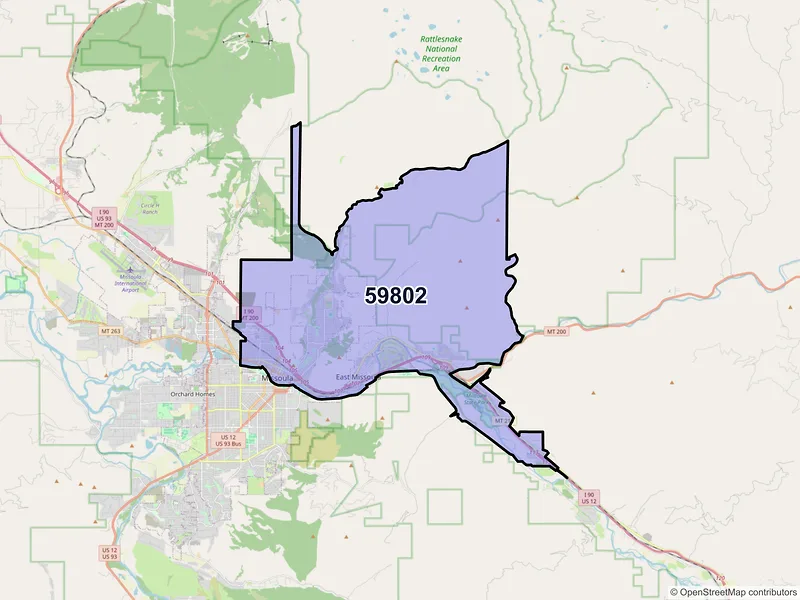Map of ZIP Code 59802 — Missoula, MT