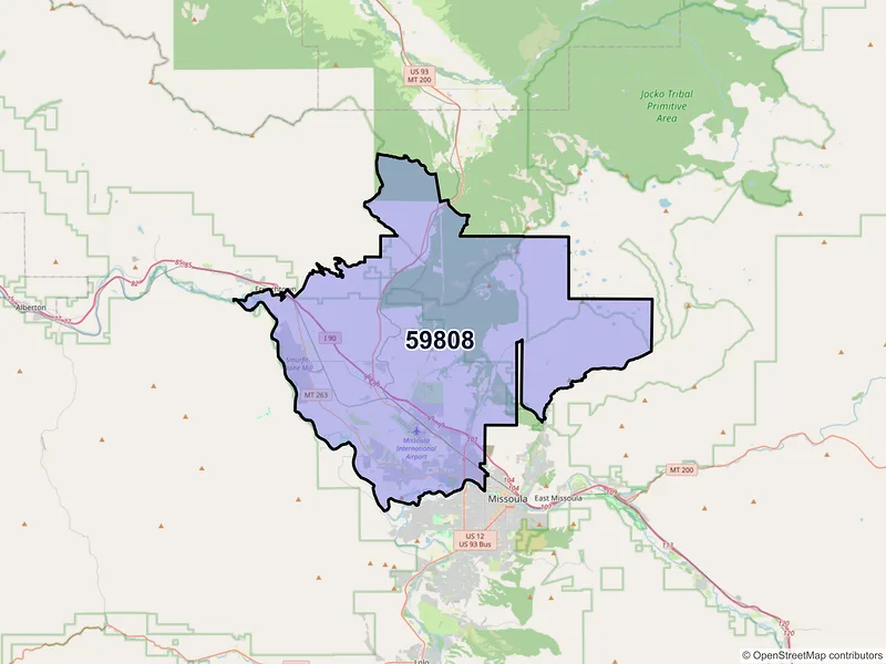 Map of ZIP Code 59808 — Missoula, MT